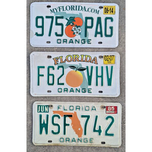 Vintage Florida License Plate Orange Expired Lot of 3